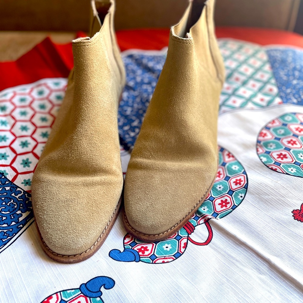 Madewell suede ankle bootie.